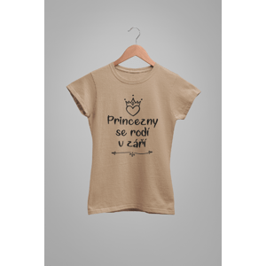MMO Dámske tričko Princezny se rodí v září Barva: Písková, Velikost: XL