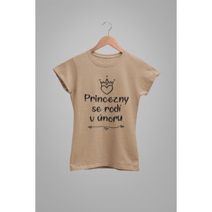 MMO Dámske tričko Princezny se rodí v únoru Barva: Písková, Velikost: 2XL
