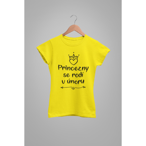 MMO Dámske tričko Princezny se rodí v únoru Barva: Citrónová, Velikost: S