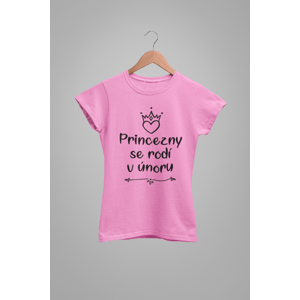 MMO Dámske tričko Princezny se rodí v únoru Barva: Ružová, Velikost: M