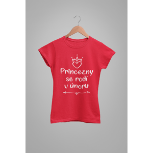 MMO Dámske tričko Princezny se rodí v únoru Barva: Červená, Velikost: XS