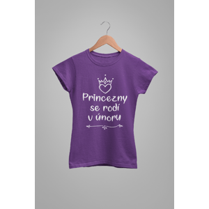 MMO Dámske tričko Princezny se rodí v únoru Barva: Fialová, Velikost: XS