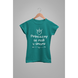MMO Dámske tričko Princezny se rodí v únoru Barva: Smaragdově zelená, Velikost: XS