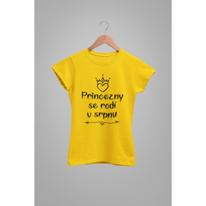 MMO Dámske tričko Princezny se rodí v srpnu Barva: Žlutá, Velikost: XL