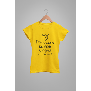 MMO Dámske tričko Princezny se rodí v říjnu Barva: Žlutá, Velikost: 2XL