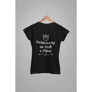 MMO Dámske tričko Princezny se rodí v říjnu Barva: Černá, Velikost: XL