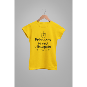 Dámske tričko Princezny se rodí v listopadu Barva: Žlutá, Velikost: 2XL