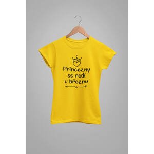 MMO Dámské tričko Princezny se rodí v březnu Barva: Žlutá, Velikost: 2XL