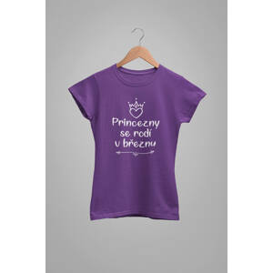 MMO Dámské tričko Princezny se rodí v březnu Barva: Fialová, Velikost: XS
