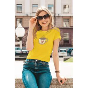 MMO Dámské tričko Káva se srdíčkem Barva: Žlutá, Velikost: XL