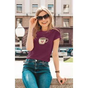 MMO Dámské tričko Káva se srdíčkem Barva: Fuchsiová, Velikost: XL