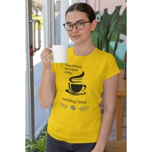 MMO Dámské tričko Potřebuji kávu Barva: Žlutá, Velikost: 2XL