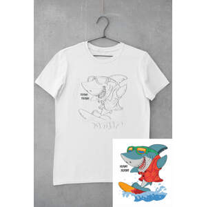 MMO Dětské tričko vymaluj si Žralok na surfu Veľkosť /2.0: 146
