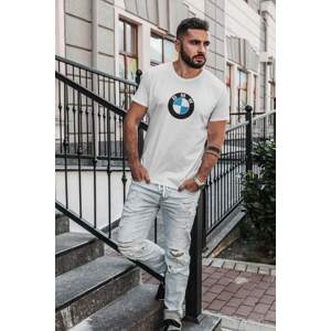 MMO Pánské tričko s logem auta BMW Barva: Bíla, Velikost: 2XL