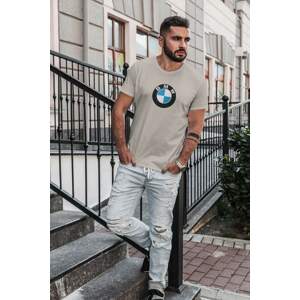 MMO Pánské tričko s logem auta BMW Barva: Ledově šedá, Velikost: 4XL