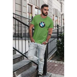 MMO Pánské tričko s logem auta BMW Barva: Hrášková zelená, Velikost: 4XL
