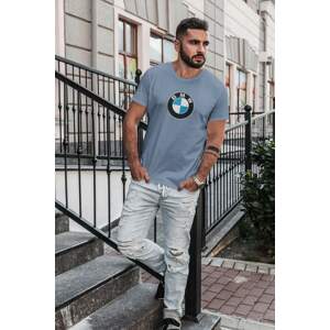 MMO Pánské tričko s logem auta BMW Barva: Nebeská modrá, Velikost: XS