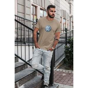 MMO Pánské tričko s logem auta Volkswagen Barva: Písková, Velikost: 2XL