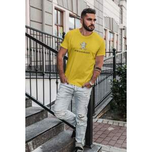 MMO Pánské tričko s logem auta Peugeot Barva: Žlutá, Velikost: 3XL